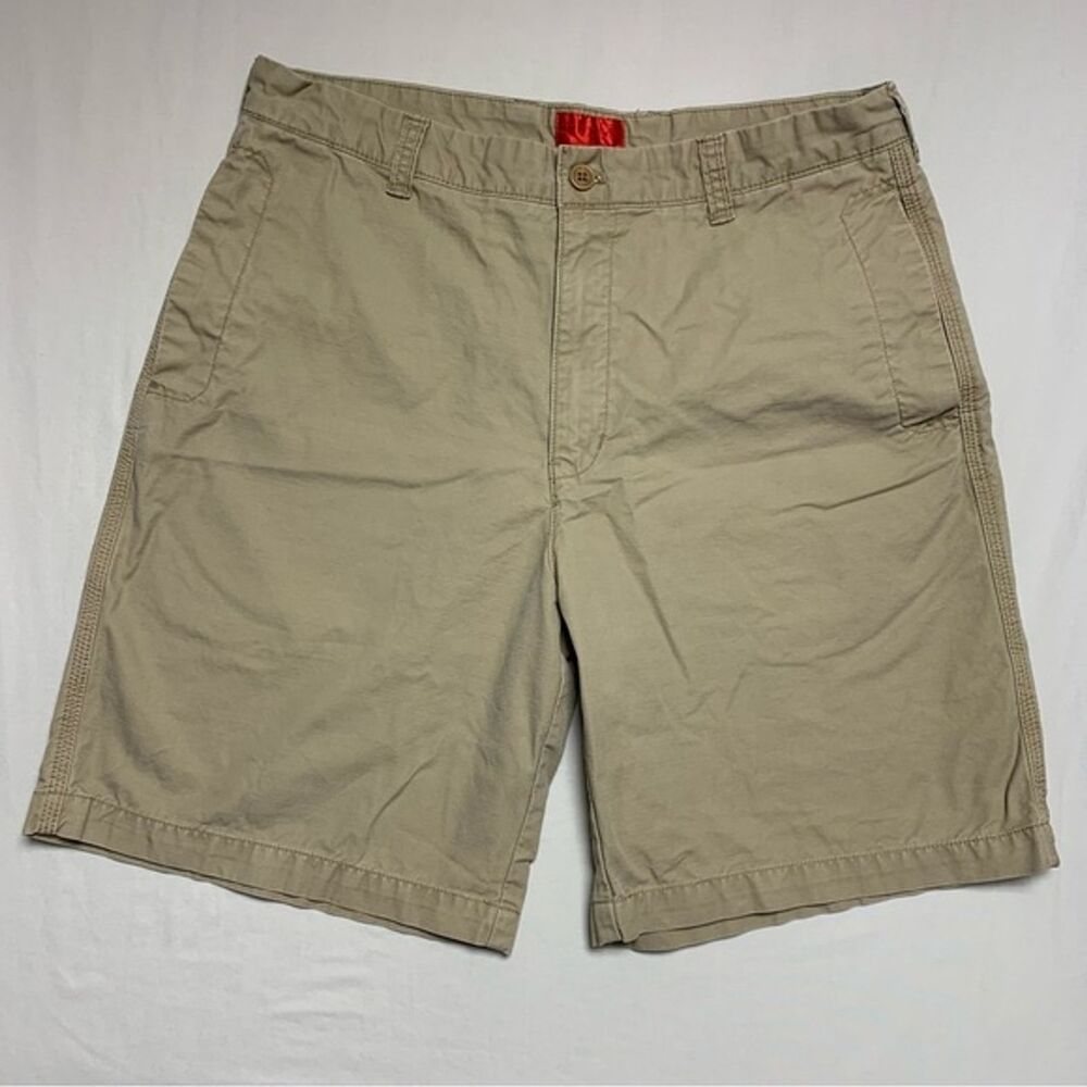 Izod Khaki Preppy Shorts Men’s 36 Classic Summer Gold Casual Basic Chinos